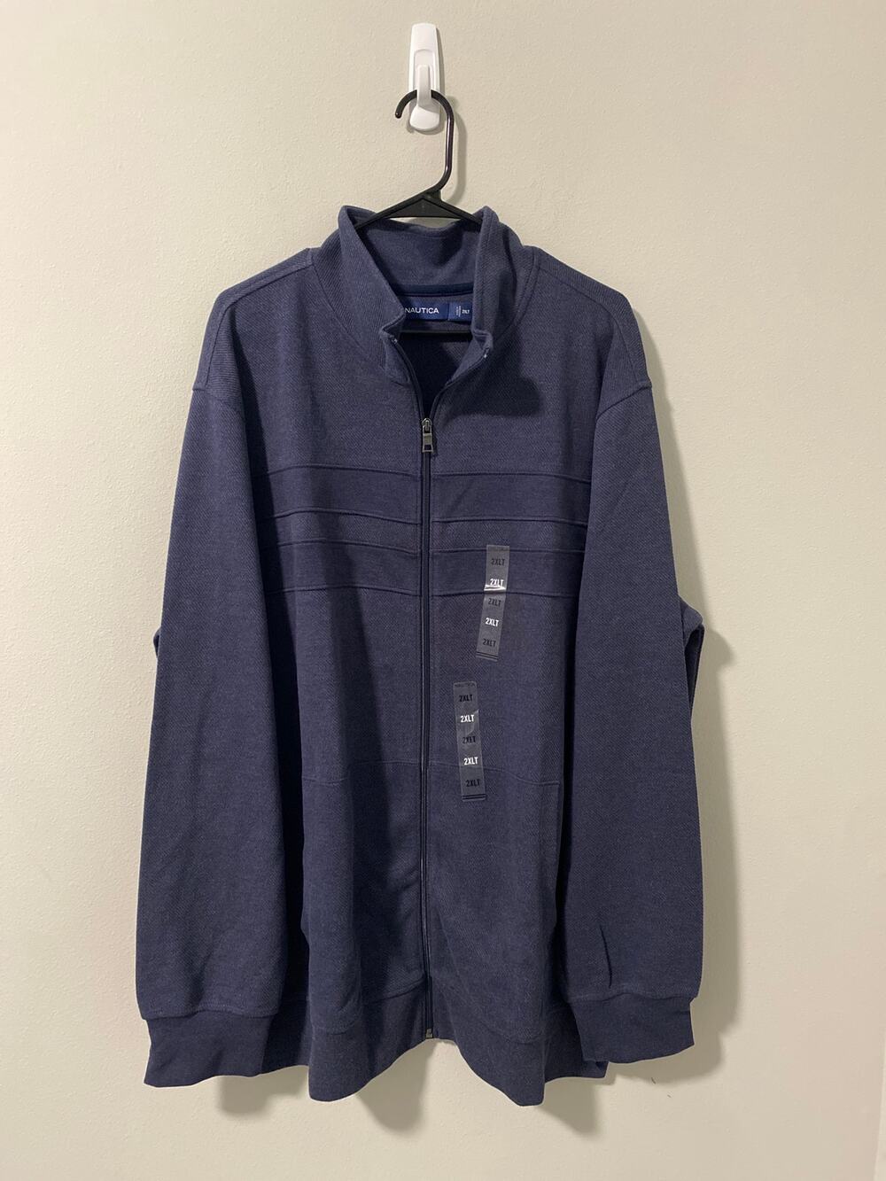 New Nautica Big & Tall Full Zip Mock Neck Jacket Navy 2XLT